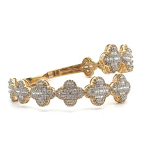 Load image into Gallery viewer, 10k gold and diamond Clover Bangle (choose your color)