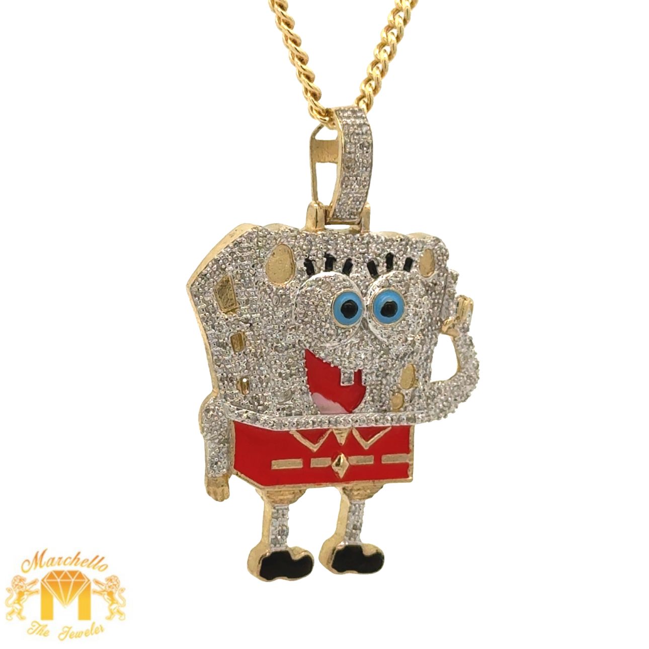 gold chain spongebob iced out chain