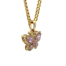 Load image into Gallery viewer, Gold and Diamond Butterfly Pendant and Gold Cuban Chain (choose your color)