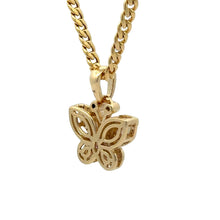 Load image into Gallery viewer, Gold and Diamond Butterfly Pendant and Gold Cuban Chain (choose your color)