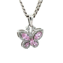Load image into Gallery viewer, Gold and Diamond Butterfly Pendant and Gold Cuban Chain (choose your color)