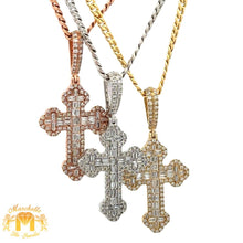 Load image into Gallery viewer, 14k gold and diamond Cross Pendant and Gold Cuban Chain (choose your color)
