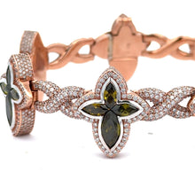 Load image into Gallery viewer, 10k rose gold and diamond Cross Bracelet