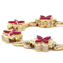 Load image into Gallery viewer, 14k yellow gold and diamond Flower Bracelet