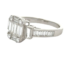 Load image into Gallery viewer, 18k white gold and diamond Ladies` Ring with Baguette Diamonds