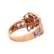 Load image into Gallery viewer, 18k rose gold and diamond Ladies` Rings with round diamonds and pink sapphire