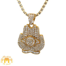 Load image into Gallery viewer, 14k Yellow Gold and Diamond Praying Hand and Yellow Gold Ice Link Chain