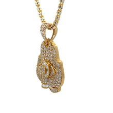 Load image into Gallery viewer, 14k Yellow Gold and Diamond Praying Hand and Yellow Gold Ice Link Chain