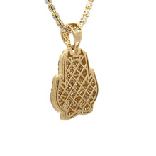 Load image into Gallery viewer, 14k Yellow Gold and Diamond Praying Hand and Yellow Gold Ice Link Chain