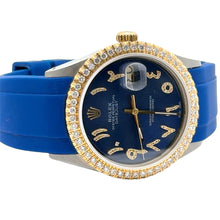 Load image into Gallery viewer, 36mm Rolex Watch with Rubber Band + Yellow Gold and Diamond Ring