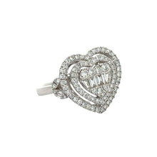 Load image into Gallery viewer, 18k White Gold and Diamond Heart Ring + 14k White Gold and Diamond Heart Earrings