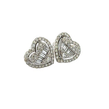 Load image into Gallery viewer, 18k White Gold and Diamond Heart Ring + 14k White Gold and Diamond Heart Earrings