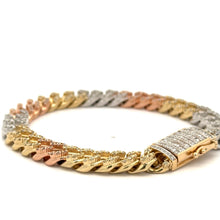 Load image into Gallery viewer, 4 piece deal: 14k tri-color Cuban Bracelet+ Cake Ring + Earrings + Gift (BLACK FRIDAY SPECIAL)