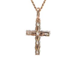 Load image into Gallery viewer, 14k Gold and Diamond Fancy Cross Paired with Gold Cuban Link Chain (choose gold color)
