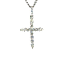Load image into Gallery viewer, 14k Gold Cross Pendant with Round and Pear Shape Diamonds and Gold Cuban Link Chain Set (choose your color)