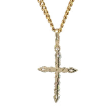 Load image into Gallery viewer, 14k Gold Cross Pendant with Round and Pear Shape Diamonds and Gold Cuban Link Chain Set (choose your color)