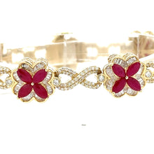 Load image into Gallery viewer, 14k yellow gold and diamond Flower Bracelet
