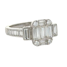 Load image into Gallery viewer, 18k white gold and diamond Ladies` Ring with Baguette Diamonds
