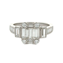Load image into Gallery viewer, 18k white gold and diamond Ladies` Ring with Baguette Diamonds