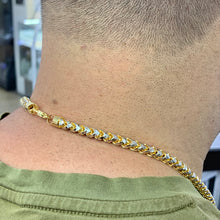 Load image into Gallery viewer, 6mm 14k Two-tone Gold Solid Prism-cut Franco Chain