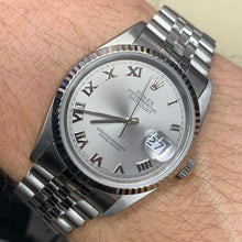 Load image into Gallery viewer, 36mm Rolex Datejust Watch with Stainless Steel Jubilee Bracelet (quick-set, silver dial with Roman numerals)