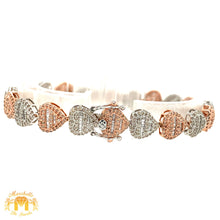Load image into Gallery viewer, Gold and Diamond Heart Link 8.6mm Bracelet (choose your color)