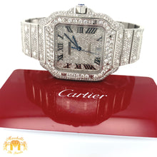 Load image into Gallery viewer, Iced Out 40mm Cartier Santos Stainless Steel Watch with 18.50ct of Diamonds (year: 2023, iced out dial, papers)