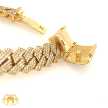 Load image into Gallery viewer, 14k Gold 16.7mm Diamond Edge Cuban Link Bracelet (VS/SI clarity diamonds)