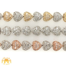Load image into Gallery viewer, Gold and Diamond Heart Link 8.6mm Bracelet (choose your color)