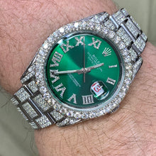 Load image into Gallery viewer, 36mm Rolex Datejust Diamond Watch with Stainless Steel Oyster Band (quick set, iced out)