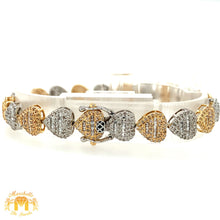 Load image into Gallery viewer, Gold and Diamond Heart Link 8.6mm Bracelet (choose your color)