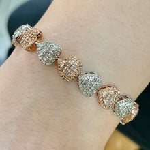 Load image into Gallery viewer, Gold and Diamond Heart Link 8.6mm Bracelet (choose your color)