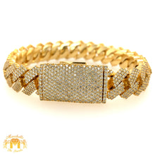 Load image into Gallery viewer, 14k Gold 16.7mm Diamond Edge Cuban Link Bracelet (VS/SI clarity diamonds)