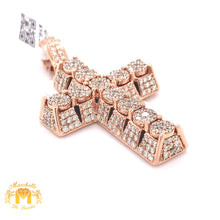 Load image into Gallery viewer, 4.9ct Diamond and 14k Gold Pyramid-shaped Cross Pendant (Solid Back, choose gold color)