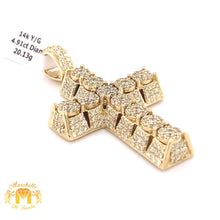 Load image into Gallery viewer, 4.9ct Diamond and 14k Gold Pyramid-shaped Cross Pendant (Solid Back, choose gold color)