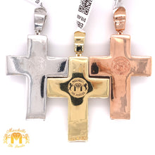 Load image into Gallery viewer, 4.9ct Diamond and 14k Gold Pyramid-shaped Cross Pendant (Solid Back, choose gold color)