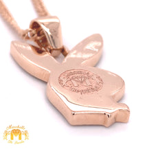 Load image into Gallery viewer, 14k Gold XL Playboy Bunny Pendant with Round Diamond and Gold Chain Set (solid back)