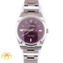 Load image into Gallery viewer, 39mm Rolex Oyster Perpetual Watch with Stainless Steel Band (purple dial, papers)