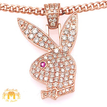 Load image into Gallery viewer, 14k Gold XL Playboy Bunny Pendant with Round Diamond and Gold Chain Set (solid back)