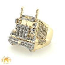 Load image into Gallery viewer, Gold Truck Ring with  baguette and round diamonds