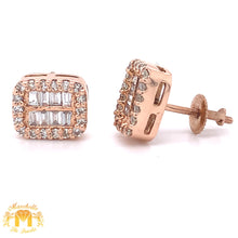 Load image into Gallery viewer, Baguette and Round Diamond 14k Gold Elongated Square Earrings