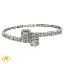 Load image into Gallery viewer, Gold and Diamond Twin Squares Cuff  Bracelet (choose gold color)