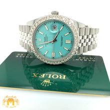 Load image into Gallery viewer, 4ct Diamond 41mm Rolex Datejust 2 Watch with Stainless Steel Jubilee Bracelet (custom azur blue dial, papers, 2021)