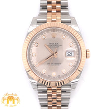 Load image into Gallery viewer, 41mm Rolex Datejust 2 Watch with Two-tone Jubilee Bracelet (fluted bezel, rose gold, factory sundust diamond dial)