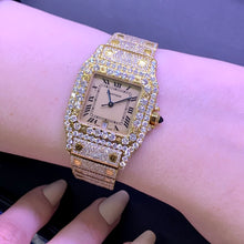 Load image into Gallery viewer, Iced Out Ladies' 18k Gold Cartier Diamond Watch (29 mm)
