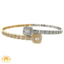Load image into Gallery viewer, Two-tone Gold and Diamond Twin Squares Cuff Bracelet (two styles)