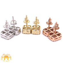 Load image into Gallery viewer, Baguette and Round Diamond 14k Gold Elongated Square Earrings