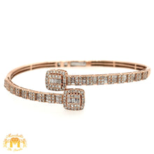 Load image into Gallery viewer, Gold and Diamond Twin Squares Cuff  Bracelet (choose gold color)