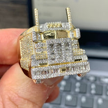 Load image into Gallery viewer, Gold Truck Ring with  baguette and round diamonds
