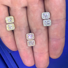 Load image into Gallery viewer, Baguette and Round Diamond 14k Gold Elongated Square Earrings